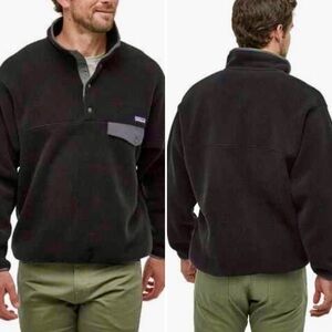 PATAGONIA Synchilla Snap-T Lightweight Fleece Pullover Black/Forge Gray Sz M